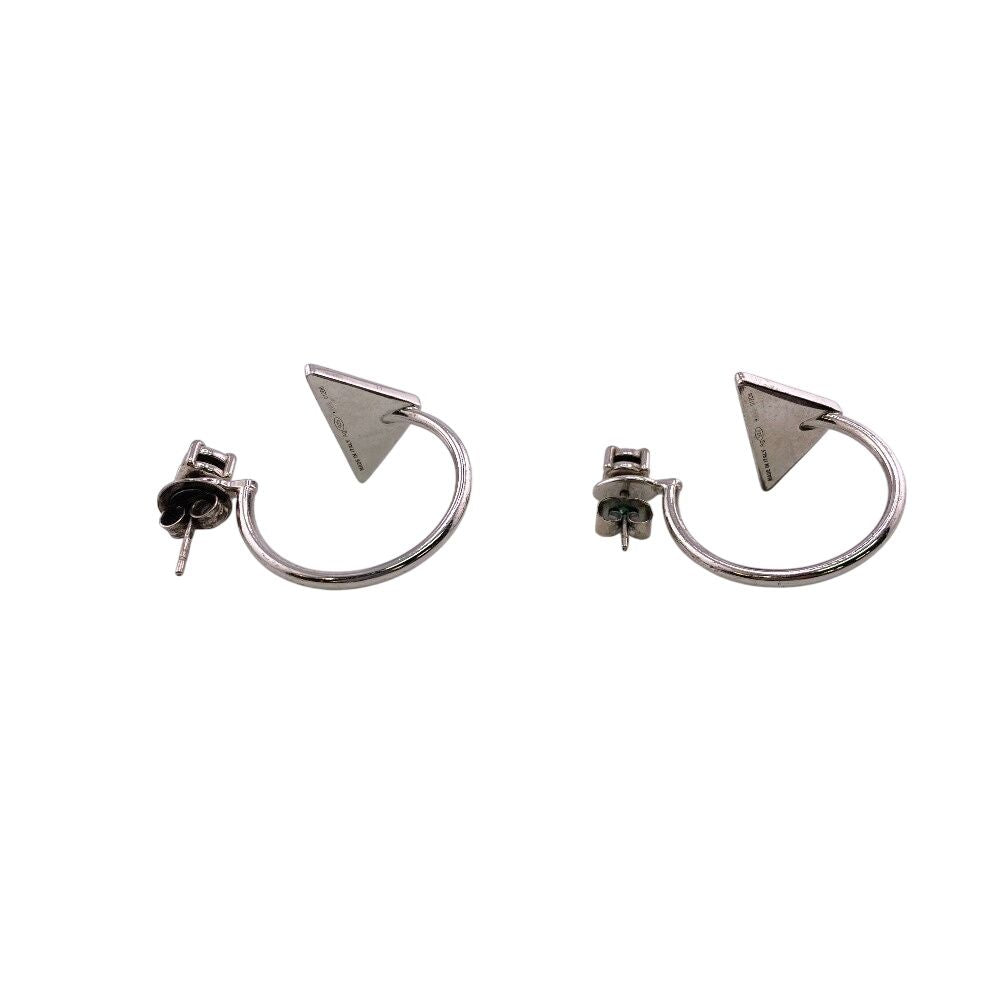 Prada Triangle Logo Symbol Earrings White — view 3