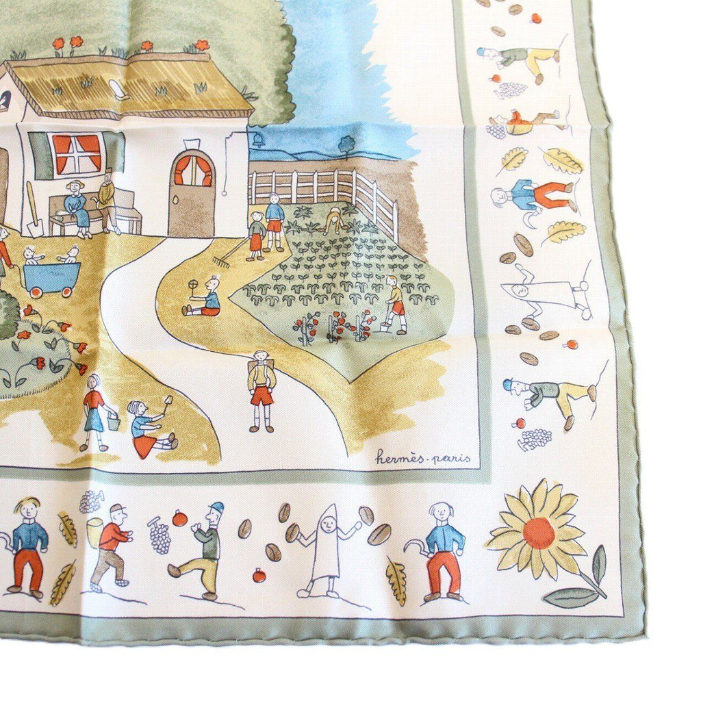 Hermes Carre 45 Scarf Gavroche Return to Green Silk — view 5