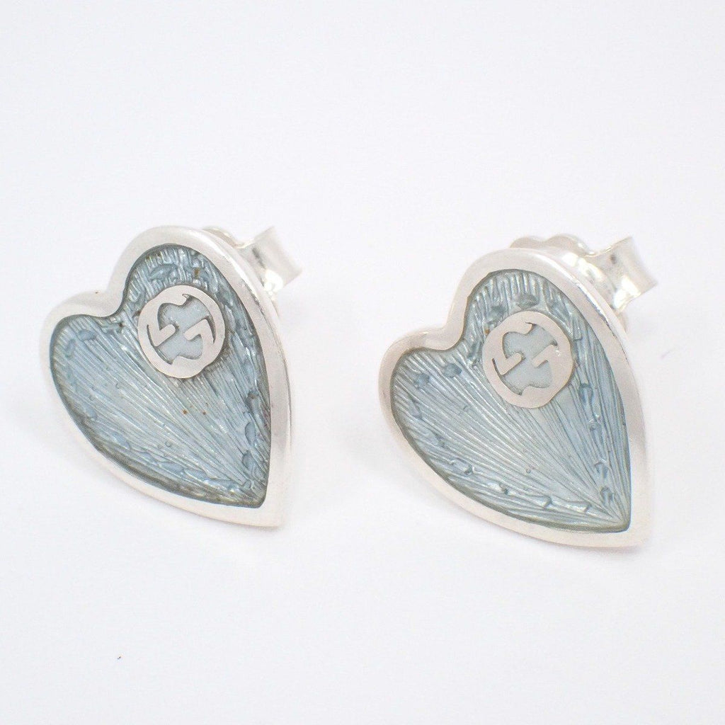 Gucci Interlocking Heart Earrings Enamel Blue — view 2