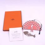 Hermes Petit Ash Peacock Fishbone Pink Green Pendant — view 8