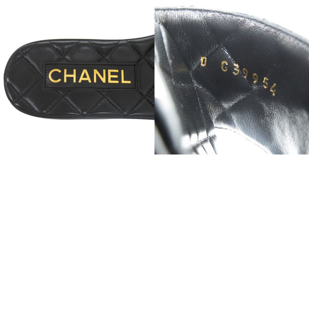 Chanel CC Logo Quilted Leather Black Mule — view 9