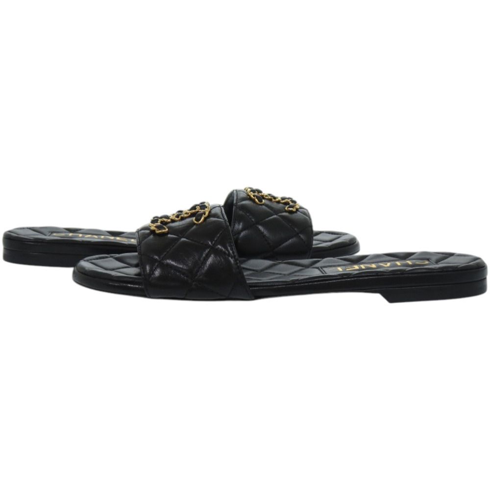 Chanel CC Logo Quilted Leather Black Mule — view 6