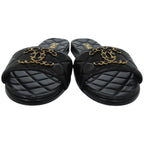 Chanel CC Logo Quilted Leather Black Mule — view 4