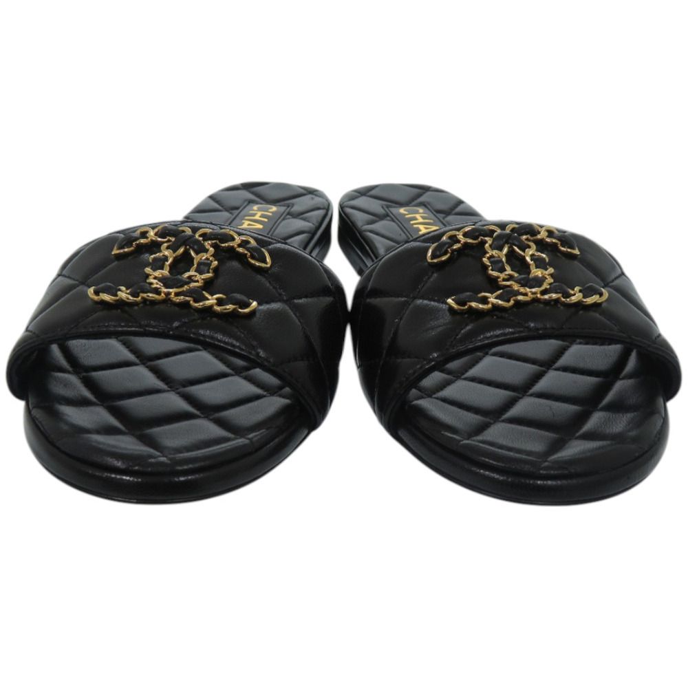 Chanel CC Logo Quilted Leather Black Mule — view 4