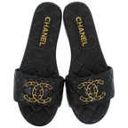 Chanel CC Logo Quilted Leather Black Mule — view 3