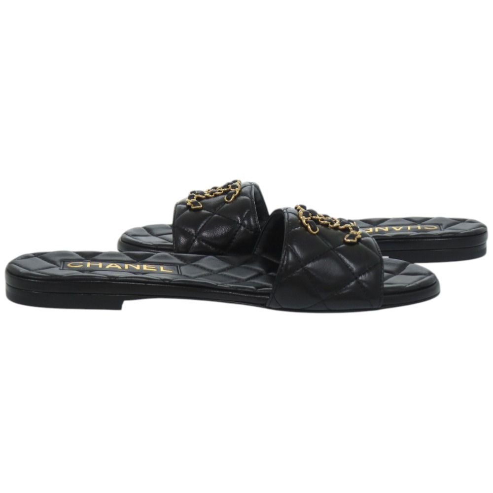 Chanel CC Logo Quilted Leather Black Mule — view 7