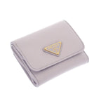 Prada City Calf Tab Wallet Trifold Purple Glycine Gold — view 3