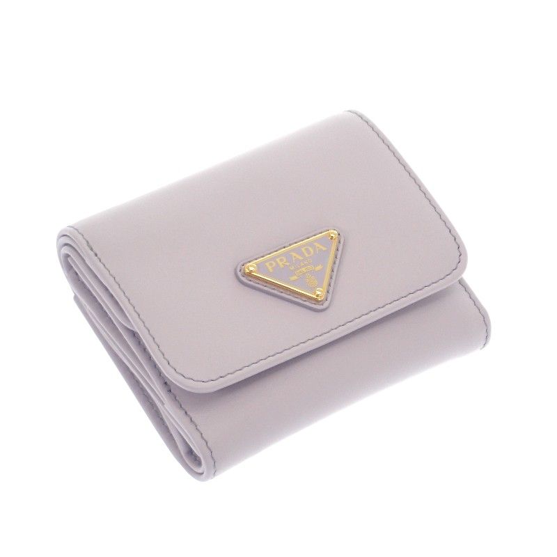 Prada City Calf Tab Wallet Trifold Purple Glycine Gold — view 3