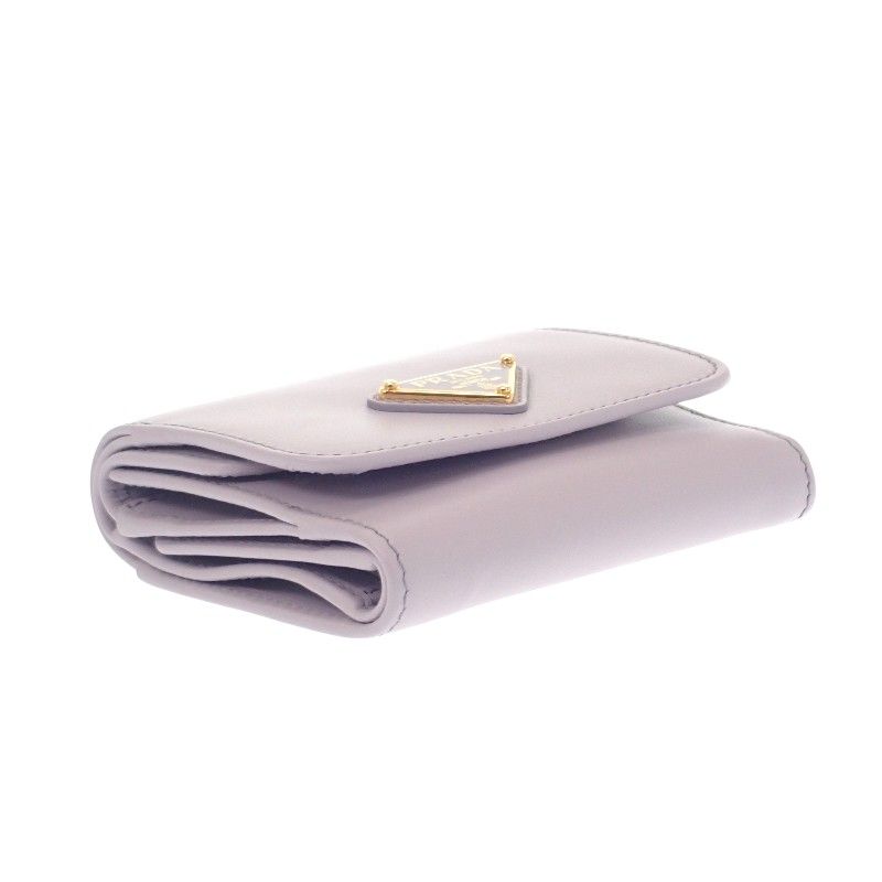 Prada City Calf Tab Wallet Trifold Purple Glycine Gold — view 7