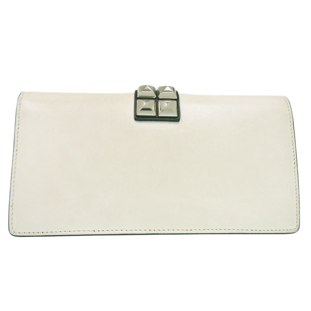 Prada Studded Chain Wallet Crossbody Long Leather White — view 3