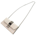 Prada Studded Chain Wallet Crossbody Long Leather White — view 6