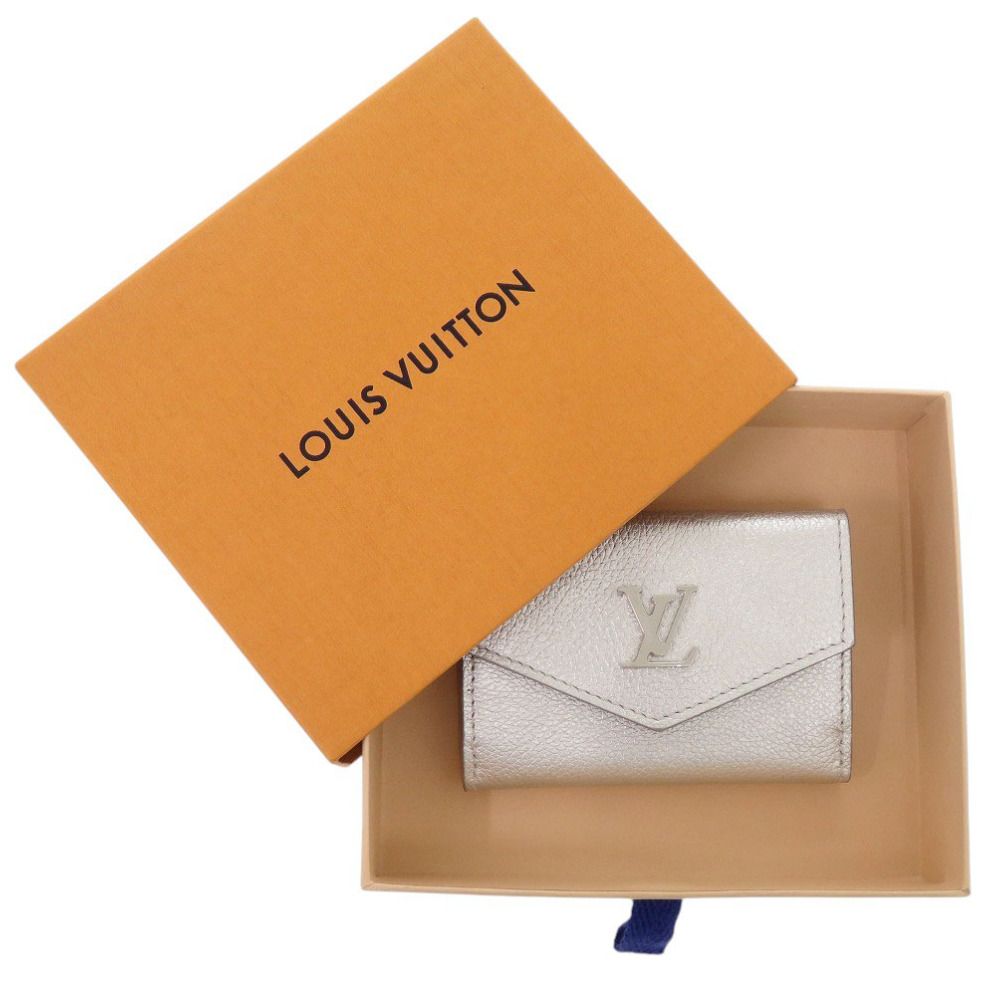 Louis Vuitton Portefeuille Lock Mini Leather Silver Trifold Wallet LV — view 2
