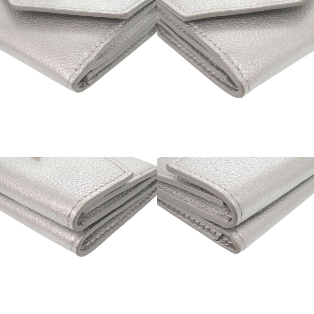 Louis Vuitton Portefeuille Lock Mini Leather Silver Trifold Wallet LV — view 4