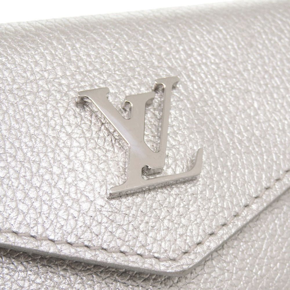 Louis Vuitton Portefeuille Lock Mini Leather Silver Trifold Wallet LV — view 8