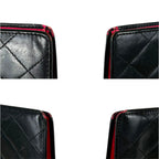 Chanel Cambon Line Long Wallet Bifold Black Pink CC Logo Quilted — view 8