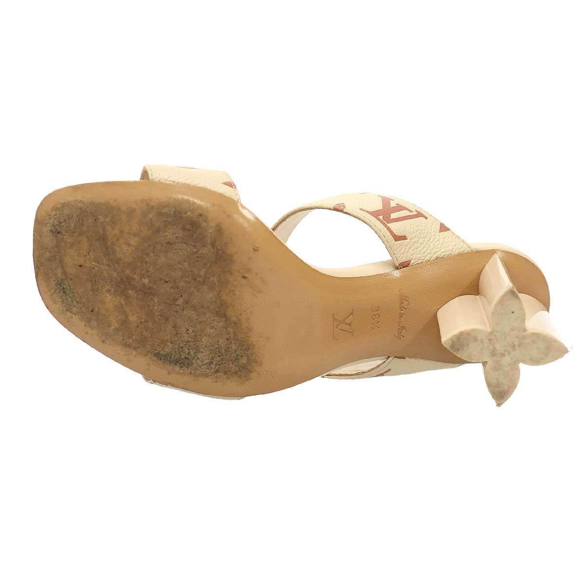 Louis Vuitton Silhouette Line Mule Monogram Empreinte Sandals Beige Pink 36.5 — view 4