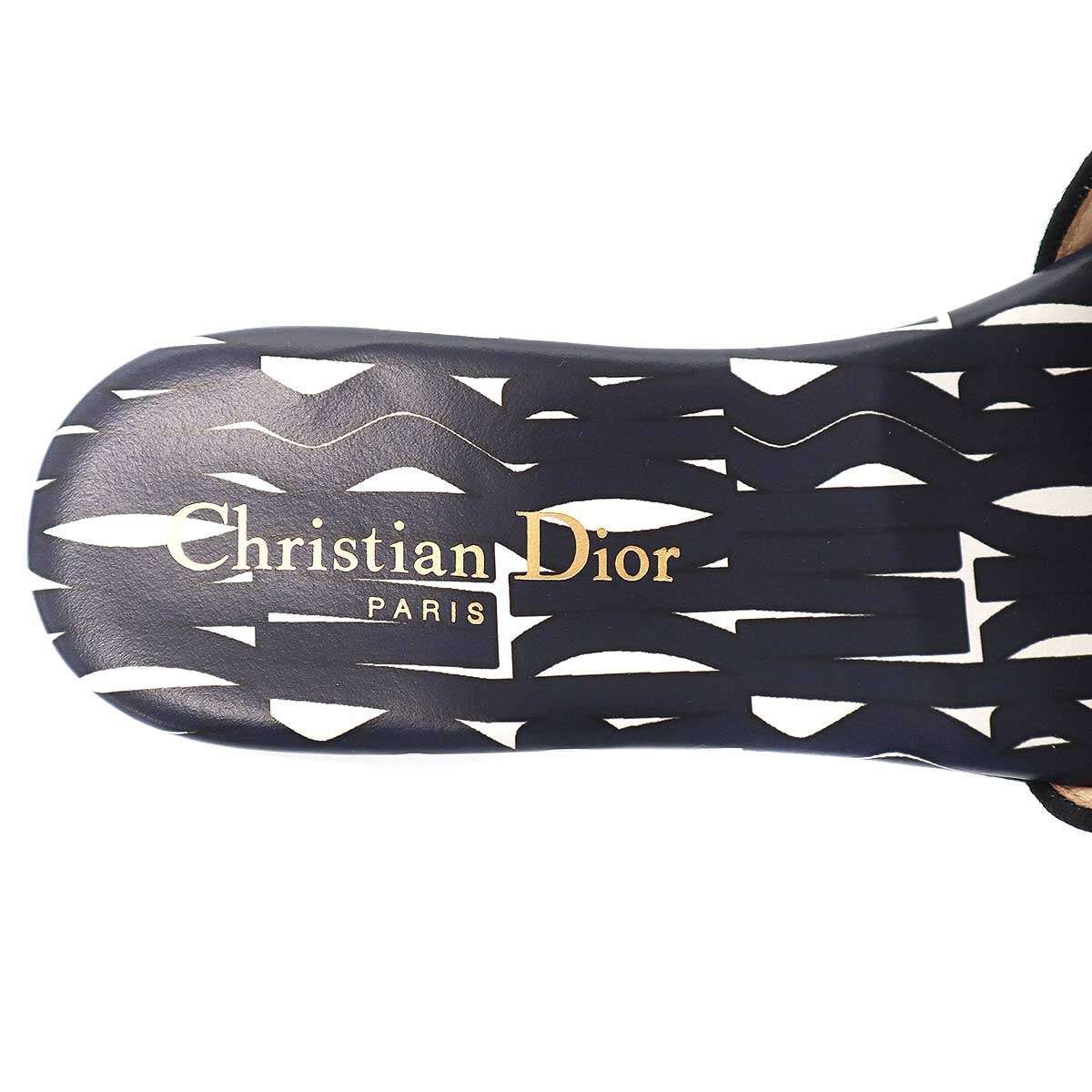 Dior Christian Dway Miss Slide Sandals Navy White 37 — view 5
