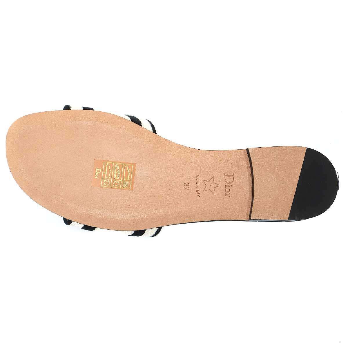 Dior Christian Dway Miss Slide Sandals Navy White 37 — view 4