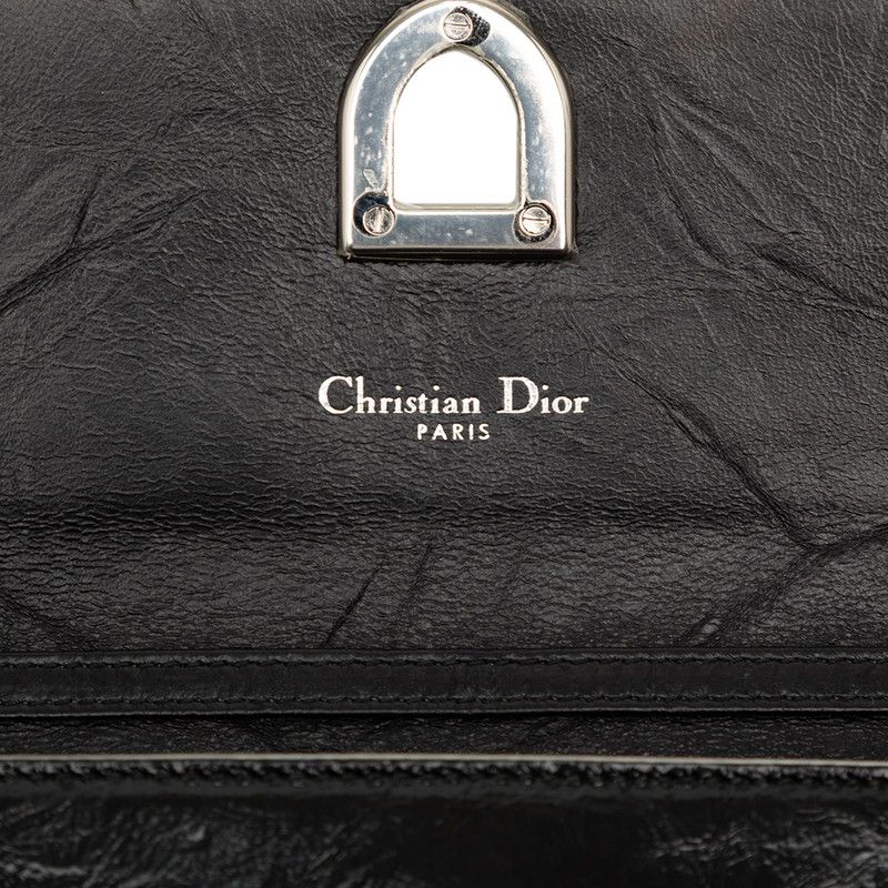 Diorama Chain Wallet Shoulder Bag Black White Leather Dior — view 5