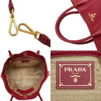 Prada Tote Shoulder Bag 2-Way Red Leather — view 9