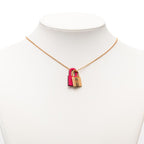 Hermes Kelly PM Pendant Necklace Gold Pink Plated Veau Swift — view 5
