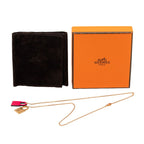 Hermes Kelly PM Pendant Necklace Gold Pink Plated Veau Swift — view 4