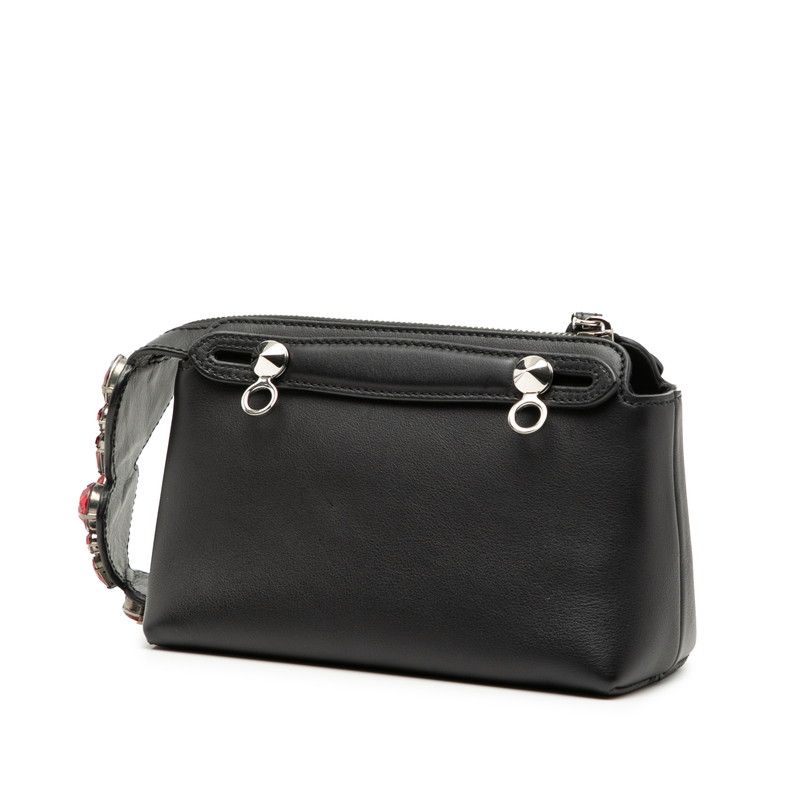 Fendi Vitheway Small 2-Way Shoulder Bag Black Leather Bijou — view 2