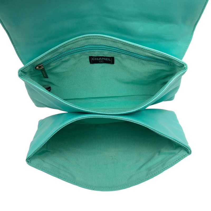 Chanel 2.55 Choco Bar Chain Shoulder Bag Turquoise Blue Lambskin — view 4