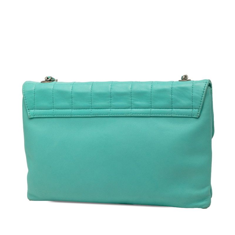 Chanel 2.55 Choco Bar Chain Shoulder Bag Turquoise Blue Lambskin — view 2