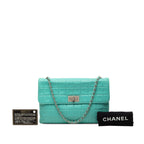 Chanel 2.55 Choco Bar Chain Shoulder Bag Turquoise Blue Lambskin — view 8