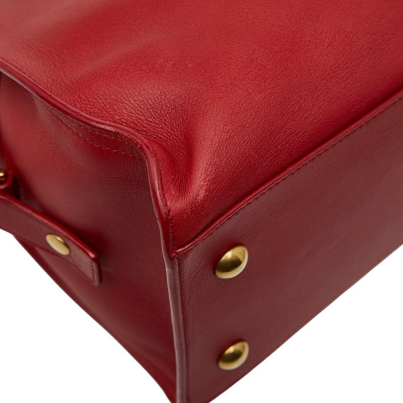 Saint Laurent Line Petit Cabas 2-Way Shoulder Bag Red Gold Leather — view 7