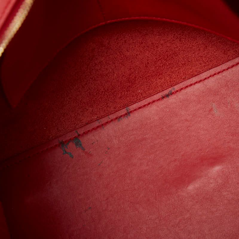 Saint Laurent Line Petit Cabas 2-Way Shoulder Bag Red Gold Leather — view 8