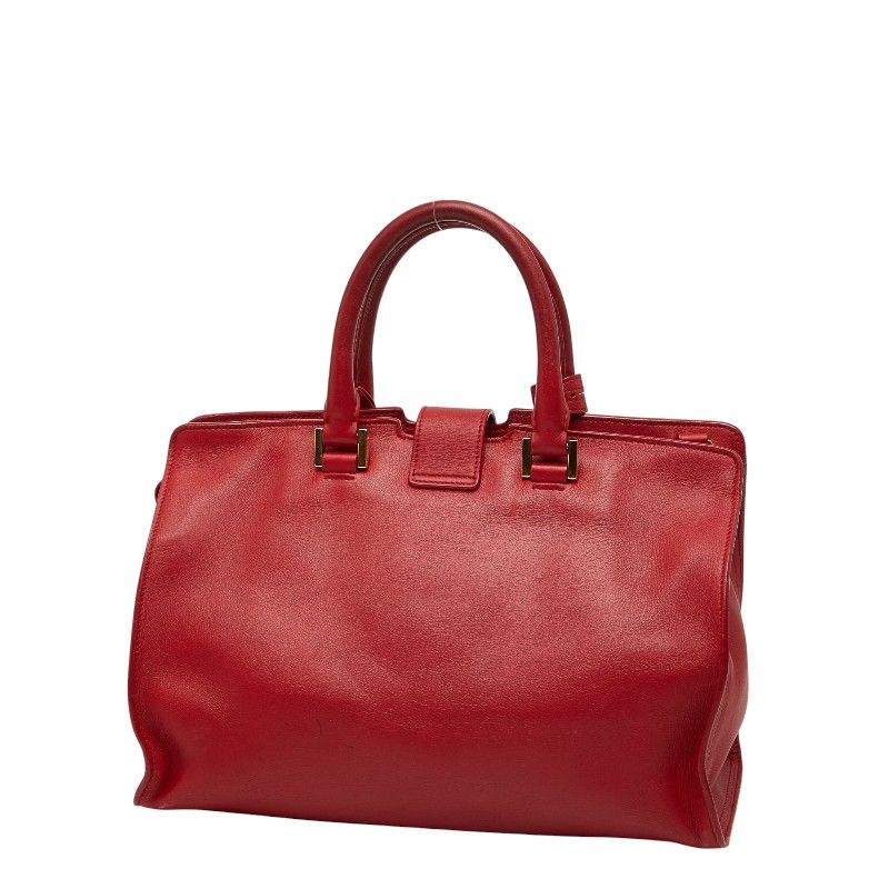 Saint Laurent Line Petit Cabas 2-Way Shoulder Bag Red Gold Leather — view 2