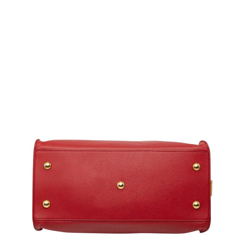 Saint Laurent Line Petit Cabas 2-Way Shoulder Bag Red Gold Leather — view 3