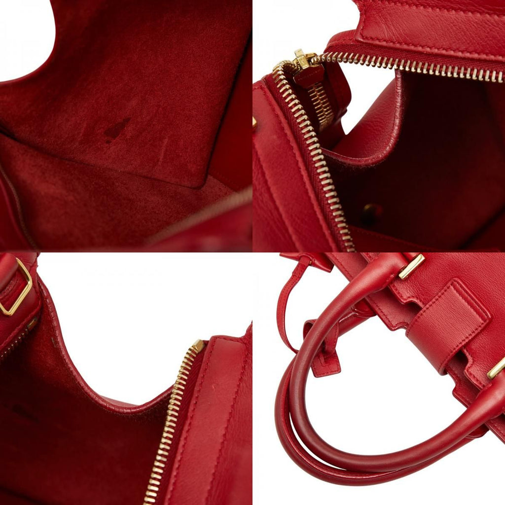 Saint Laurent Line Petit Cabas 2-Way Shoulder Bag Red Gold Leather — view 9