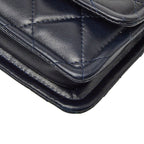 Chanel CC Logo Quilted Mini 2-Way Shoulder Bag Navy Lambskin — view 4
