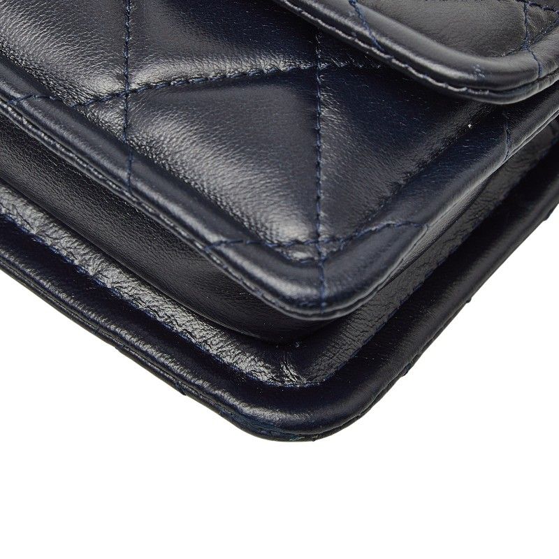 Chanel CC Logo Quilted Mini 2-Way Shoulder Bag Navy Lambskin — view 4