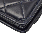 Chanel CC Logo Quilted Mini 2-Way Shoulder Bag Navy Lambskin — view 6