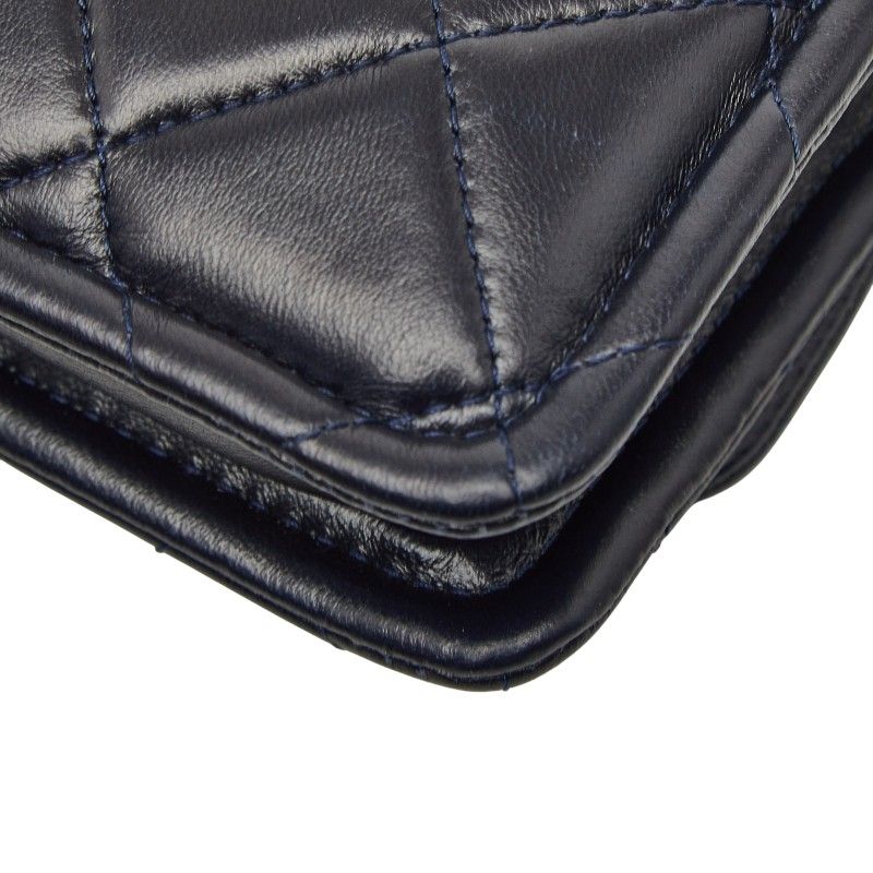 Chanel CC Logo Quilted Mini 2-Way Shoulder Bag Navy Lambskin — view 6