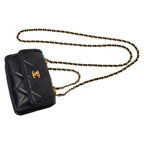 Chanel CC Logo Quilted Mini 2-Way Shoulder Bag Navy Lambskin — view 9