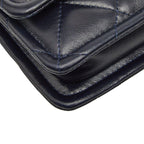 Chanel CC Logo Quilted Mini 2-Way Shoulder Bag Navy Lambskin — view 5