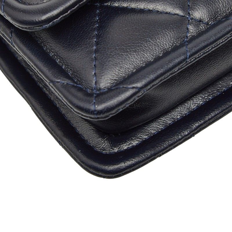 Chanel CC Logo Quilted Mini 2-Way Shoulder Bag Navy Lambskin — view 5
