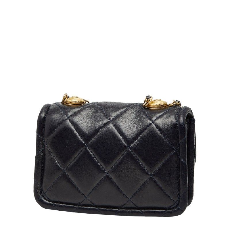 Chanel CC Logo Quilted Mini 2-Way Shoulder Bag Navy Lambskin — view 2