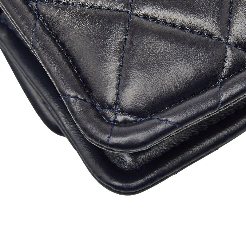 Chanel CC Logo Quilted Mini 2-Way Shoulder Bag Navy Lambskin — view 7