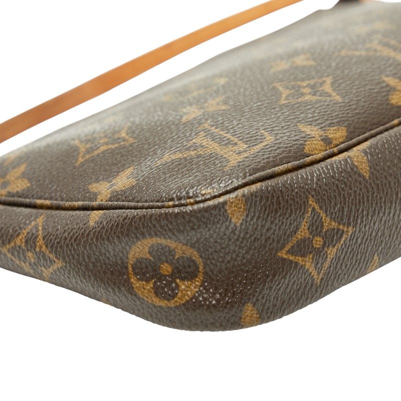Louis Vuitton Monogram Pochette Accessoire Handbag Brown Leather — view 5