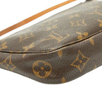 Louis Vuitton Monogram Pochette Accessoire Handbag Brown Leather — view 5