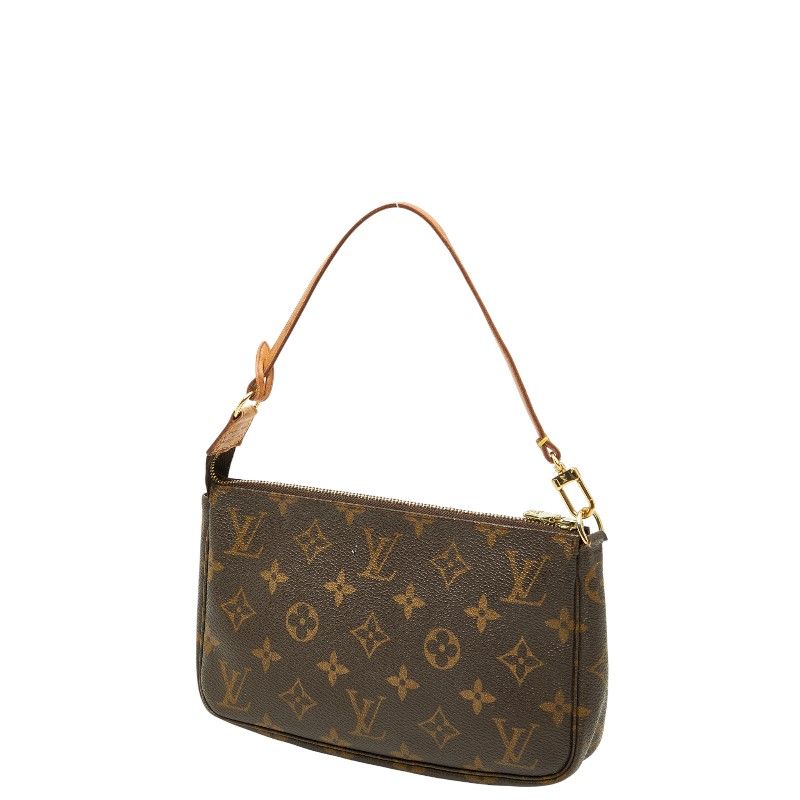 Louis Vuitton Monogram Pochette Accessoire Handbag Brown Leather — view 2