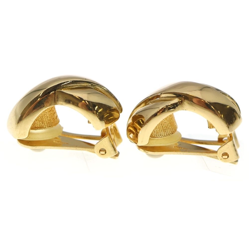 Dior Christian Ribbon Motif Earrings Gold — view 4