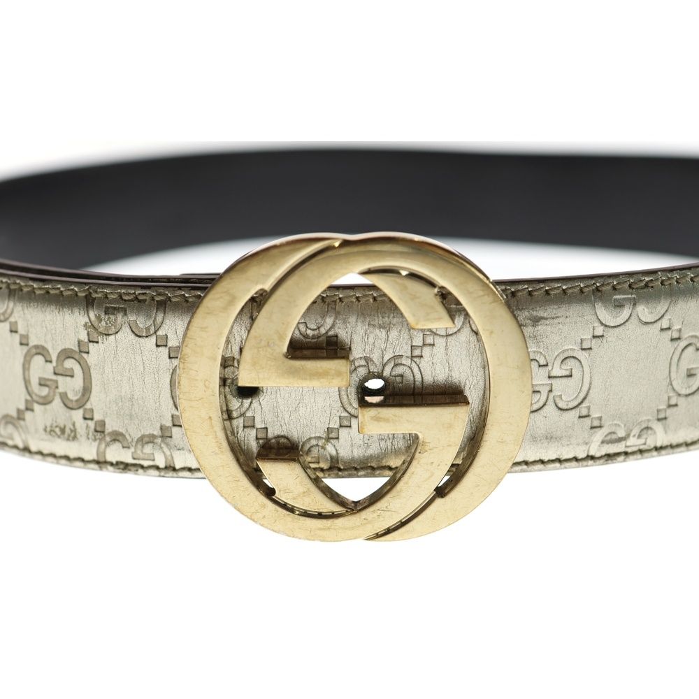 Gucci Interlocking Guccissima Leather Belt Gold — view 4