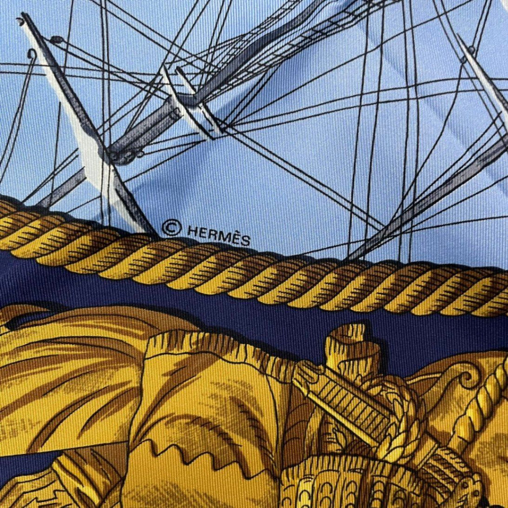 Hermes Scarf Silk Carre 90 Marine ET Cavalerie Sea and Cavalry Navy — view 7
